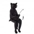 Статуэтка Черный кот с котенком на рыбалке