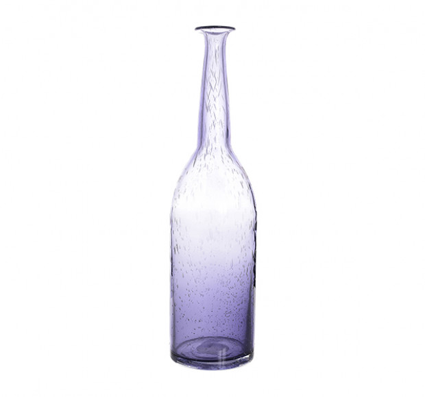 Ваза стеклянная прозрачная фиолетовая Пузырьки