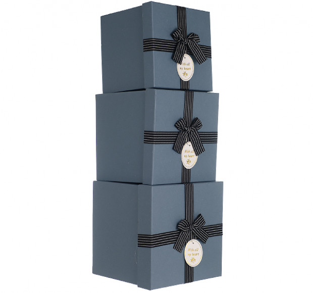 Набор подарочных коробок Синий крафт