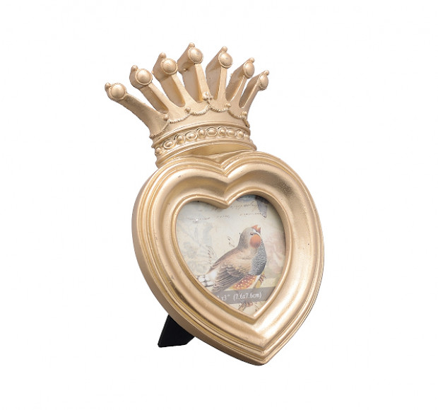 Фоторамка с короной Золотистое сердце