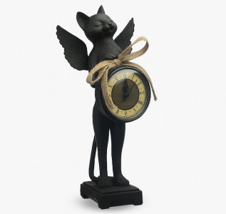 Статуэтка-часы настольные Кошка-ангел