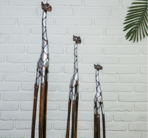 Набор статуэток Жирафы серебряные (3 шт)