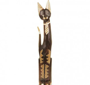Статуэтка Кошка в галстуке, на лапках рисунок треугольнички