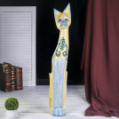 Статуэтка Желтая кошка с голубыми лапками