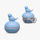Шкатулка керамическая Птичка-Синичка голубая
