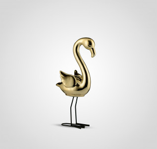 Статуэтка Фламинго интерьерный золотистый 32 см керамика