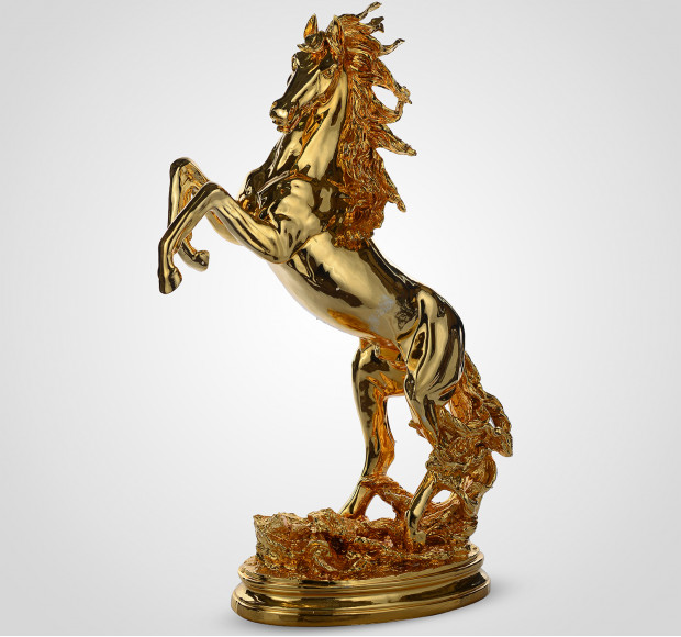 Статуэтка Декоративная золотистая фигура лошади