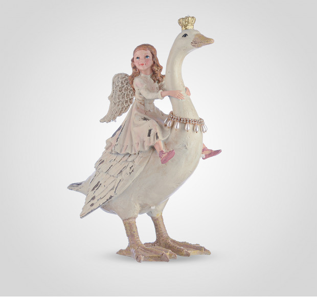 Статуэтка Девочка-ангел на сказочном лебеде