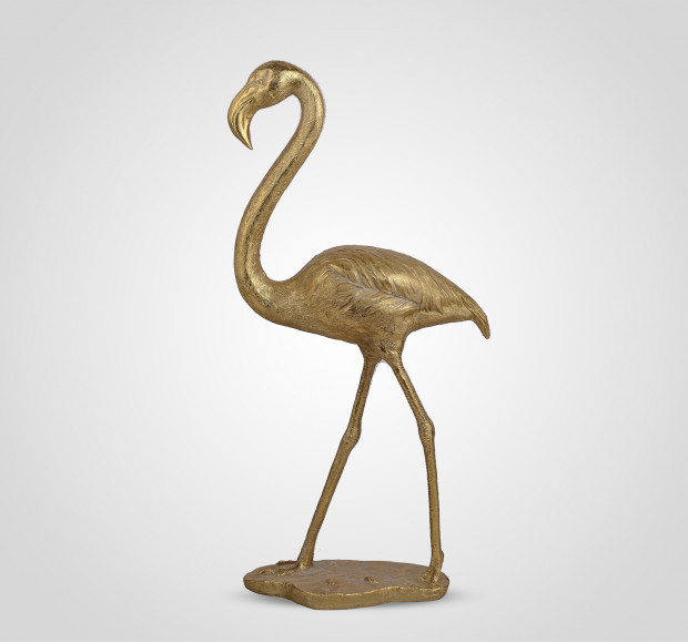 Статуэтка Фламинго интерьерный золотистый 95 см полистоун