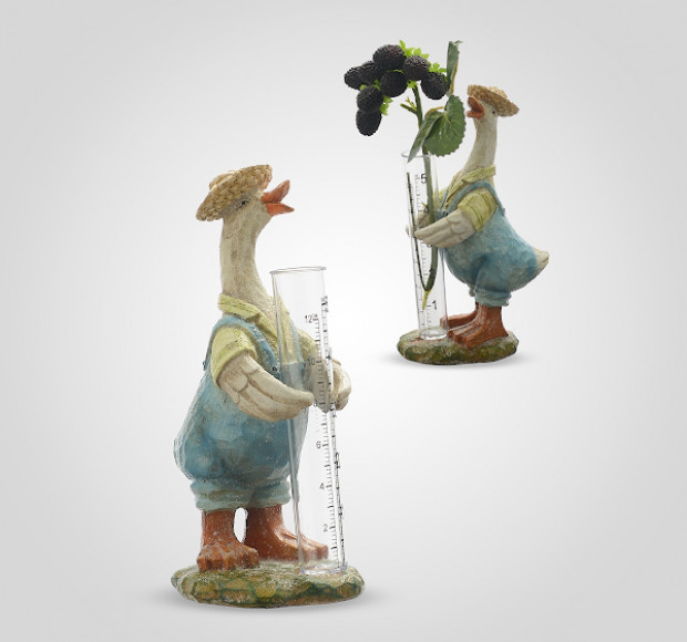 Статуэтка Гусь-фермер с вазочкой-мензуркой