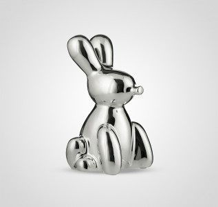 Статуэтка Кролик керамический серебристый большой