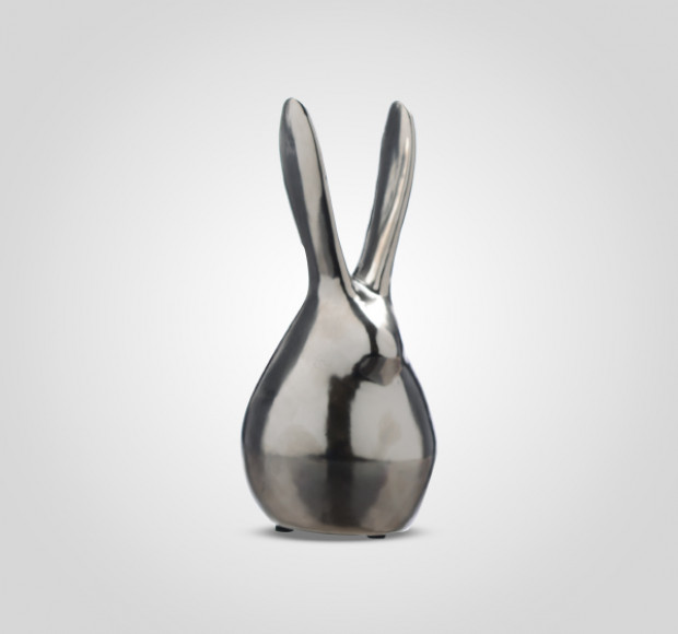 Статуэтка Кролик керамический серебристый Bunny большой