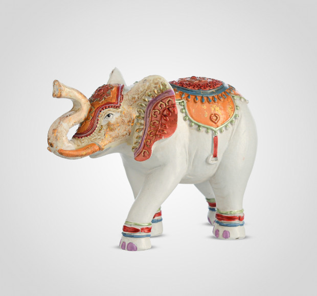 Статуэтка Слон-декор белый с индийским орнаментом