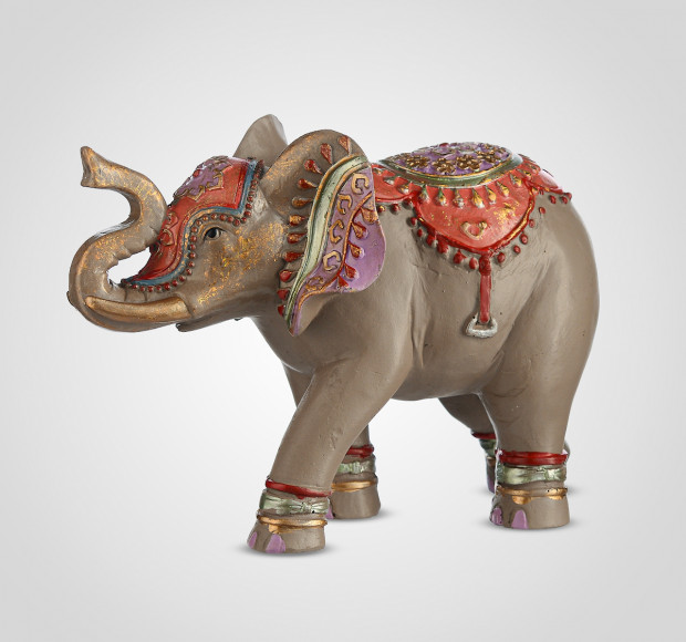 Статуэтка Слон-декор серый с индийским орнаментом