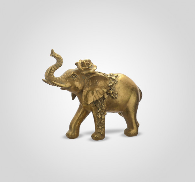 Статуэтка Слон-декор индийский царь с розочкой средний