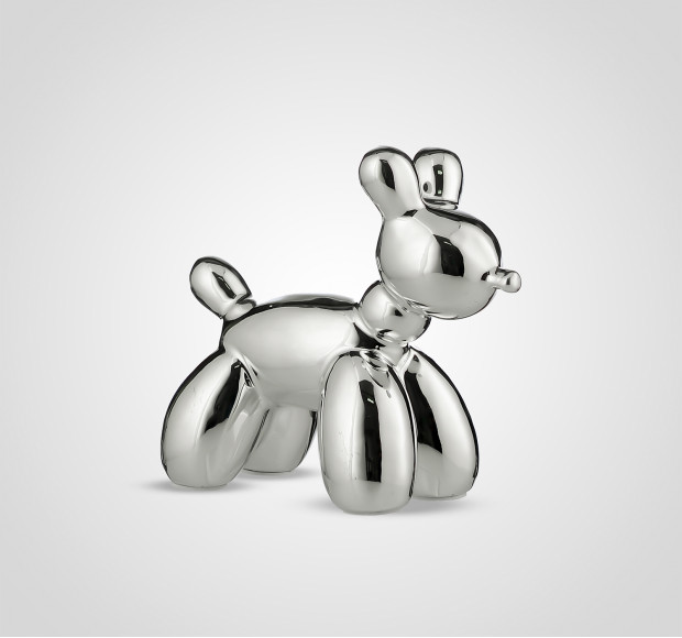 Статуэтка Собака керамическая серебристая малая