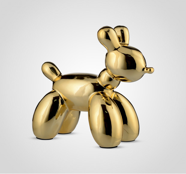 Статуэтка Собака керамическая золотистая большая